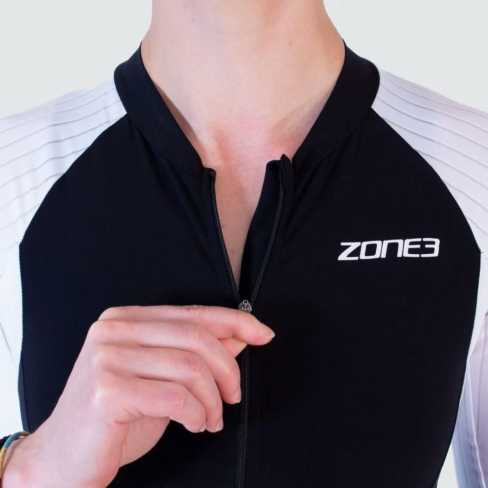 Zone3 Women's Lava Long Distance Short Sleeve Trisuit - Black/White