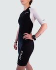 Zone3 Women's Lava Long Distance Short Sleeve Trisuit - Black/White