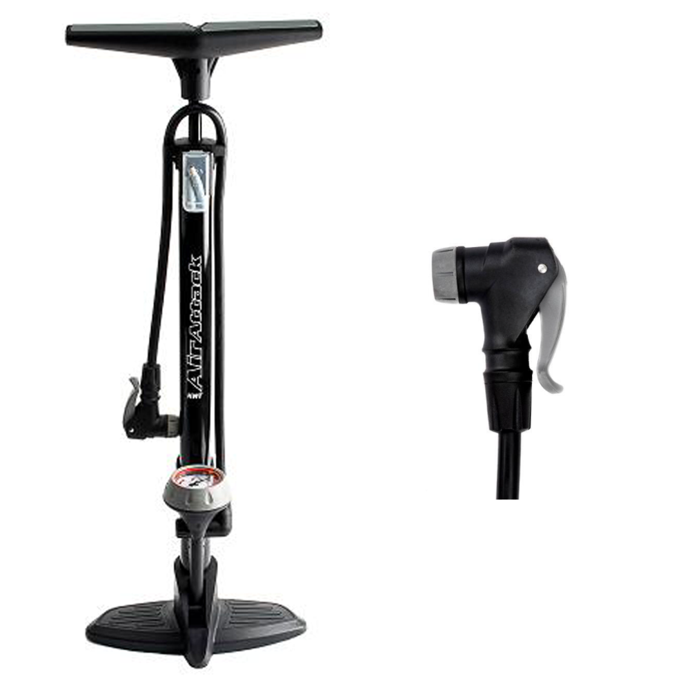 QBP Air Attack Floor Pump 120 PSI Steel Barrel Twin Head Valve