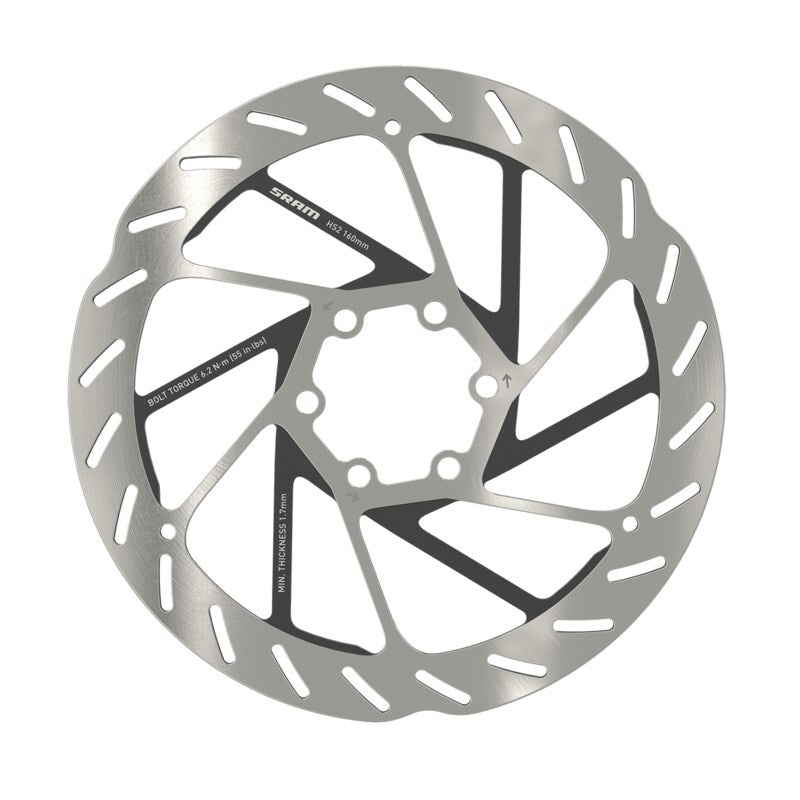 SRAM Rotor HS2 200mm 6-bolt (includes Steel rotor bolts) Rounded