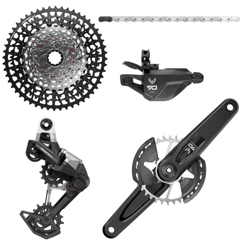 SRAM Eagle 90 DUB Groupset (Rear Der - Trigger Shifter w Clamp - Crankset DUB MTB Wide 165 w DM 32t T-TYPE Chainring w/2 guards - GX T-Type chain 126l - CS XS-1275 BLK 10-52t)