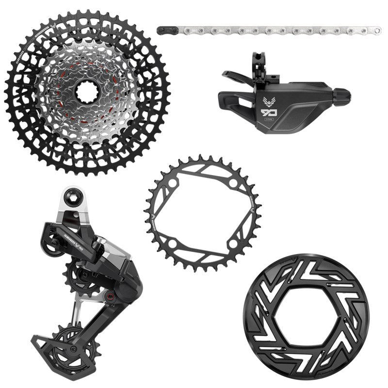 SRAM Eagle 90 DUB Groupset EMTB BCD (Rear Der - Single Click Trigger wClamp - CR 104BCD T-Type 34T - Clip-on Guard  - GX T-Type chain 126l - CS XS-1275 BLK 10-52t) - cranks not included