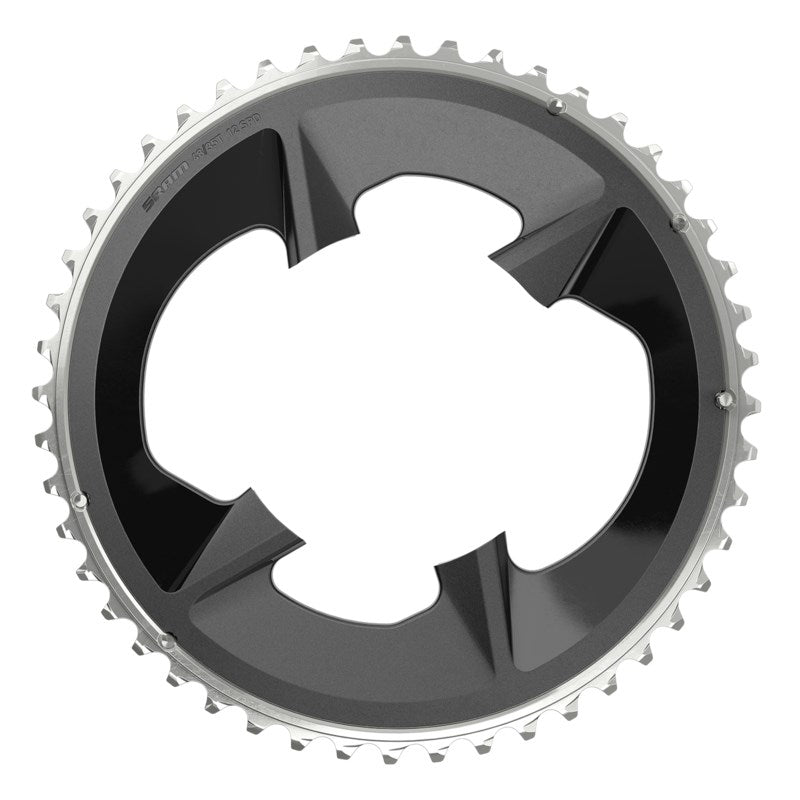 SRAM CHAIN RING ROAD 46T 107BCD 2X12 RIVAL BLACK WITH COVER PLATE