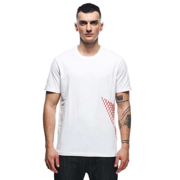 Dainese Casual Big Logo T-Shirt - White/Fluo-Red
