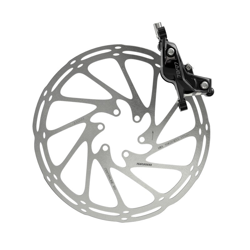 SRAM Disc Brake Level Silver Stealth 4 Piston -  Aluminum Lever - Stainless Hardware - Reach Adj - Black Ano Front 950mm Hose (includes MMX Clamp - Rotor/Bracket sold separately) C1