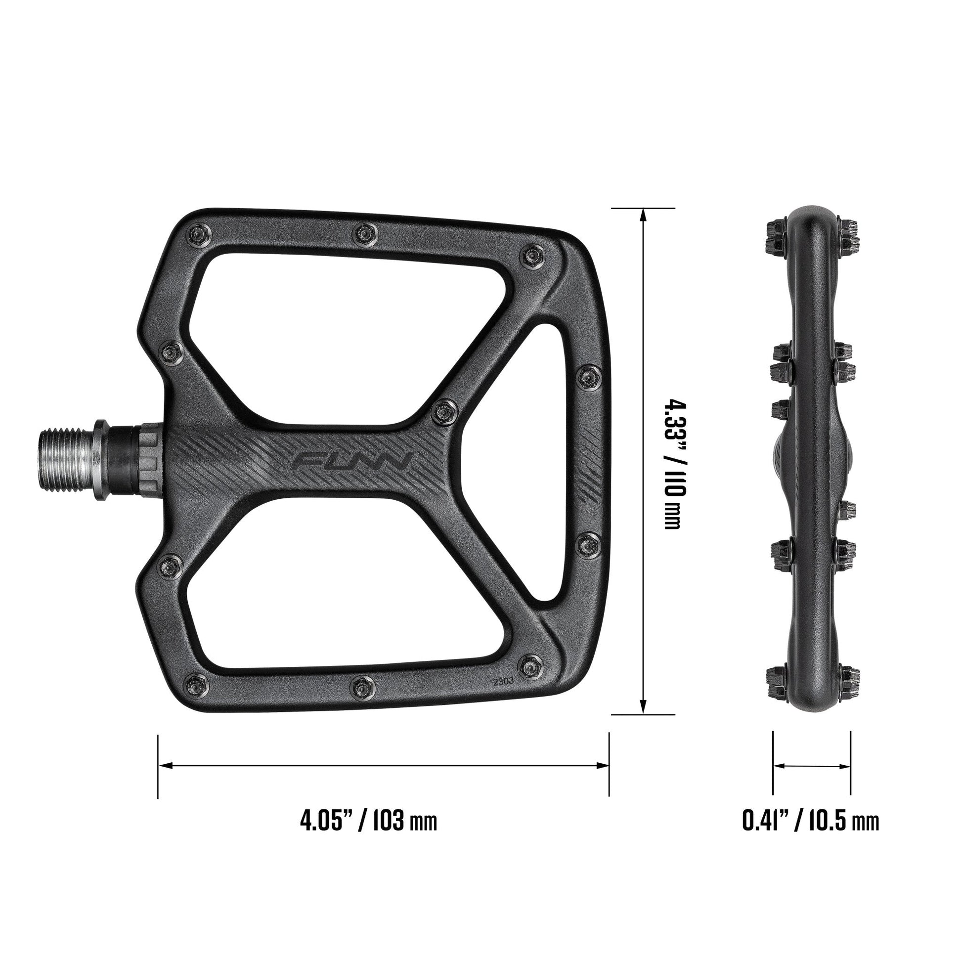 FUNN Python V2 Flat MTB Alloy Pedals - Black