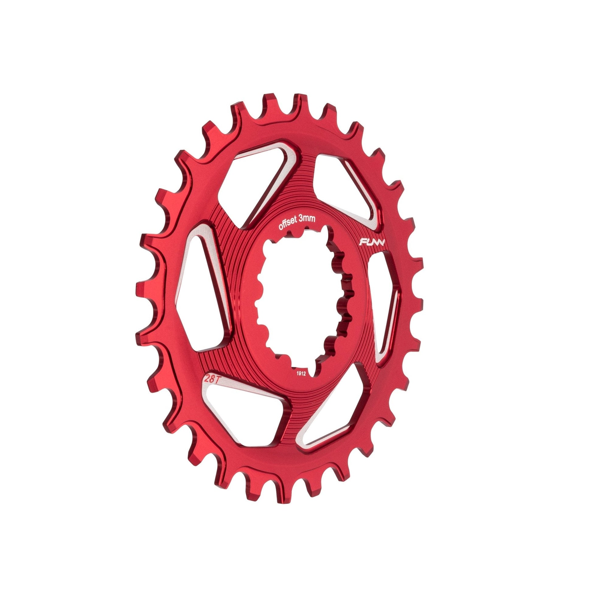 FUNN Solo DX Narrow-Wide 28T Chainring For SRAM Direct Mount Boost 3mm Offset - Red