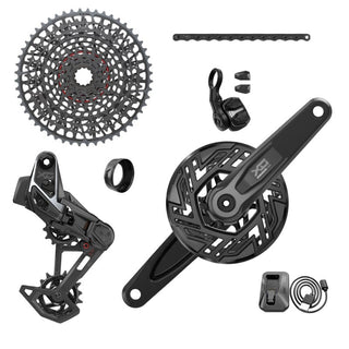 SRAM X0 T-Type Eagle E-MTB 104BCD Transmission AXS Groupset (RD w/Battery/Charger/Cord - EC POD Ult - CR 104BCD T-Type 34T -Clip-on Guard - CN 126l - CS XS-1295 10-52t) – cranks not included