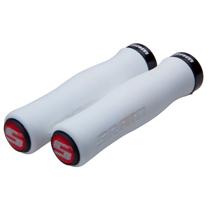 SRAM Locking Grips Contour Foam 129mm Black with Single Red Clamp and End Plugs