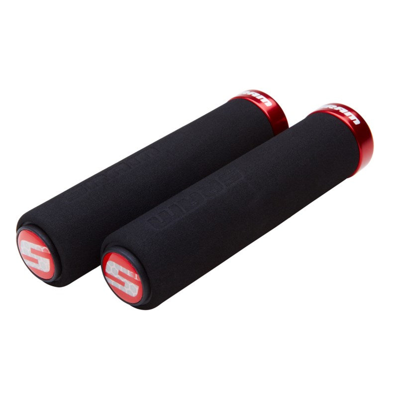 SRAM Locking Grips Foam 129mm Black with Single Red Clamp and End Plugs