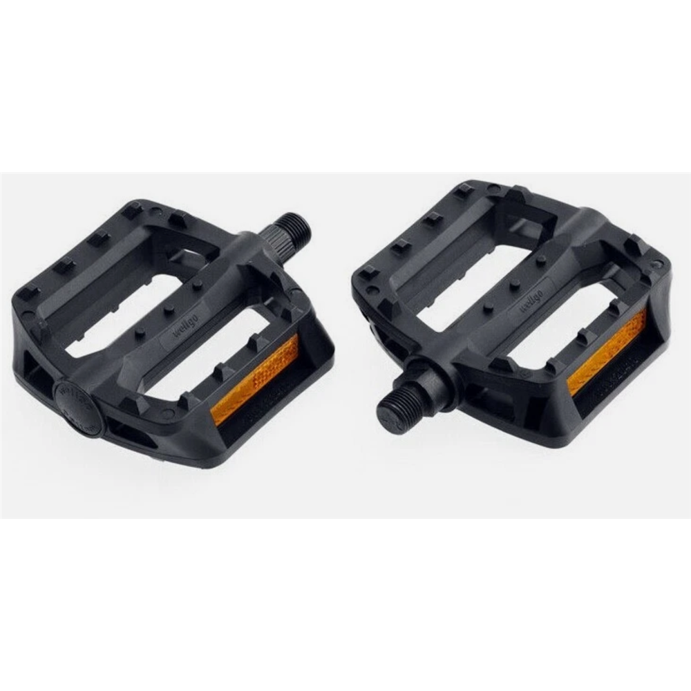 QBP MTB Plastic Platform Pedals 1/2 x 1/8 Polymer Bearing - Black