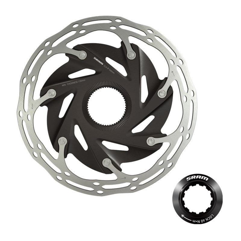SRAM Rotor Centerline X Road 2 Piece 160mm Black (includes steel rotor bolts) Rounded
