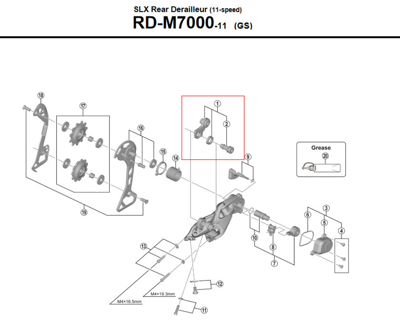 Shimano SLX RD-M7000 Replacement Bracket Axle Unit