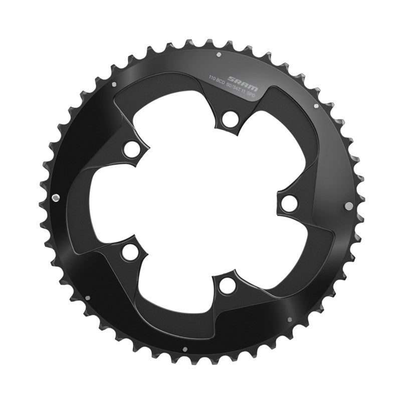 SRAM Chain Ring Road Rival22 X-Glide R 50T Yaw 11 Speed S3 Hidden Bolt/Non-Hidden Bolt 110 Alum 5mm Silver BB30 or GXP (50-34)