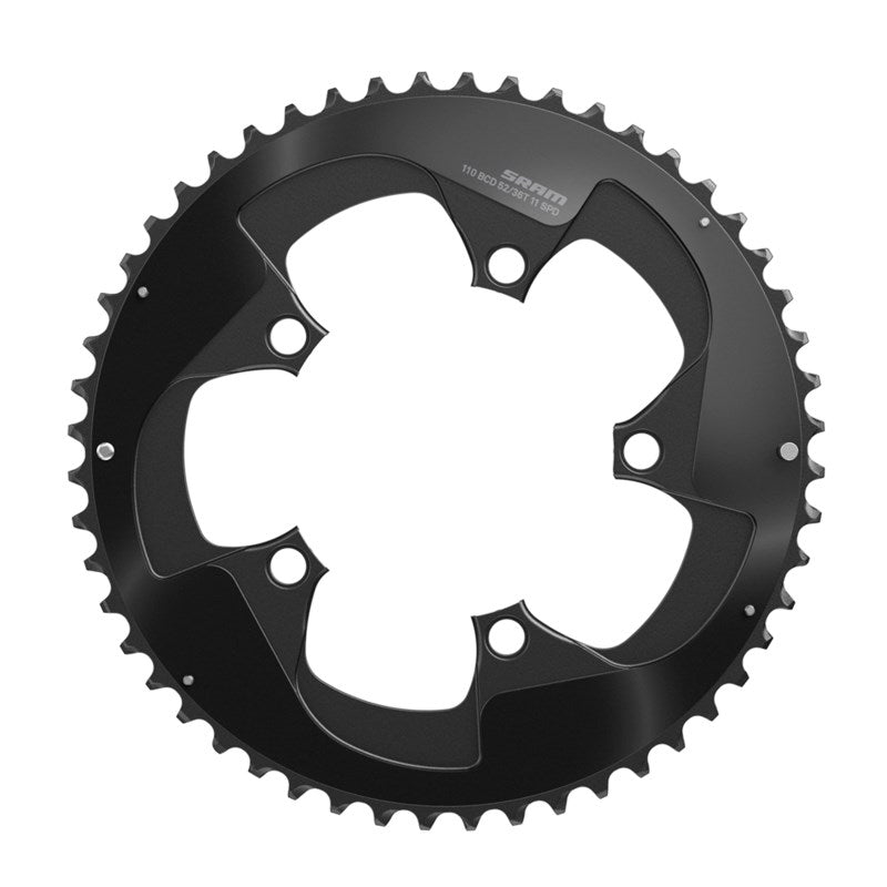 SRAM Chain Ring Road X-Glide R 52T Yaw 11 Speed S2 Hidden Bolt/Non-Hidden Bolt 110 Alum 5mm Silver BB30 or GXP (52-36)
